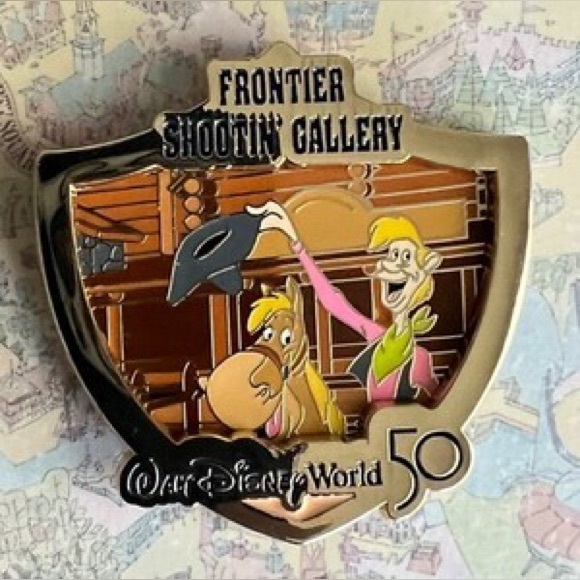 Walt Disney World 50th Anniversary Crest Pin Frontier Shootin Gallery LE - Picture 3 of 4